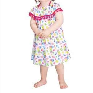 NWT Chasing Fireflies Macaroons Ruffle Top Pom Pom Edge Cover Up 24M